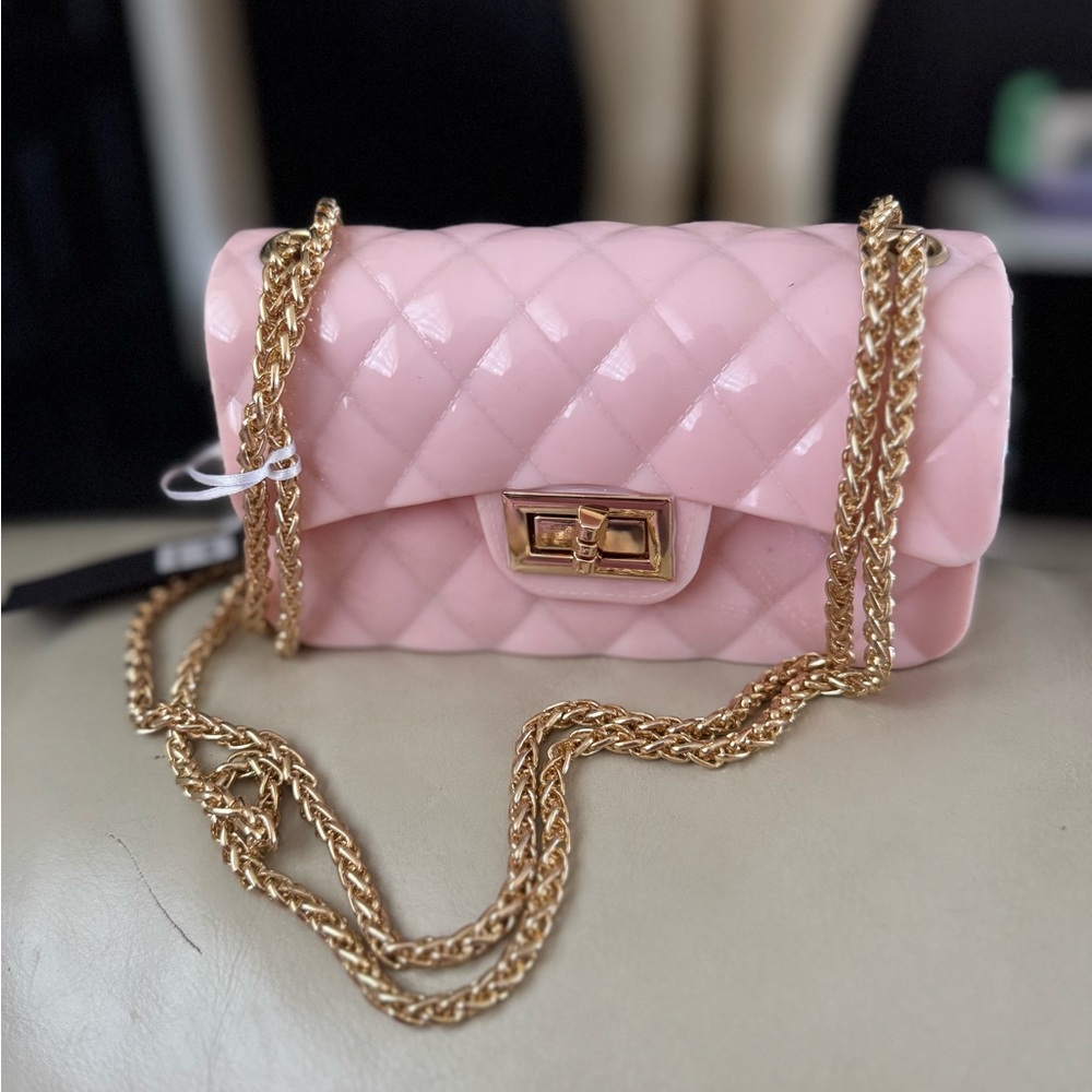 Pink Quilted Chain Shoulder Bag